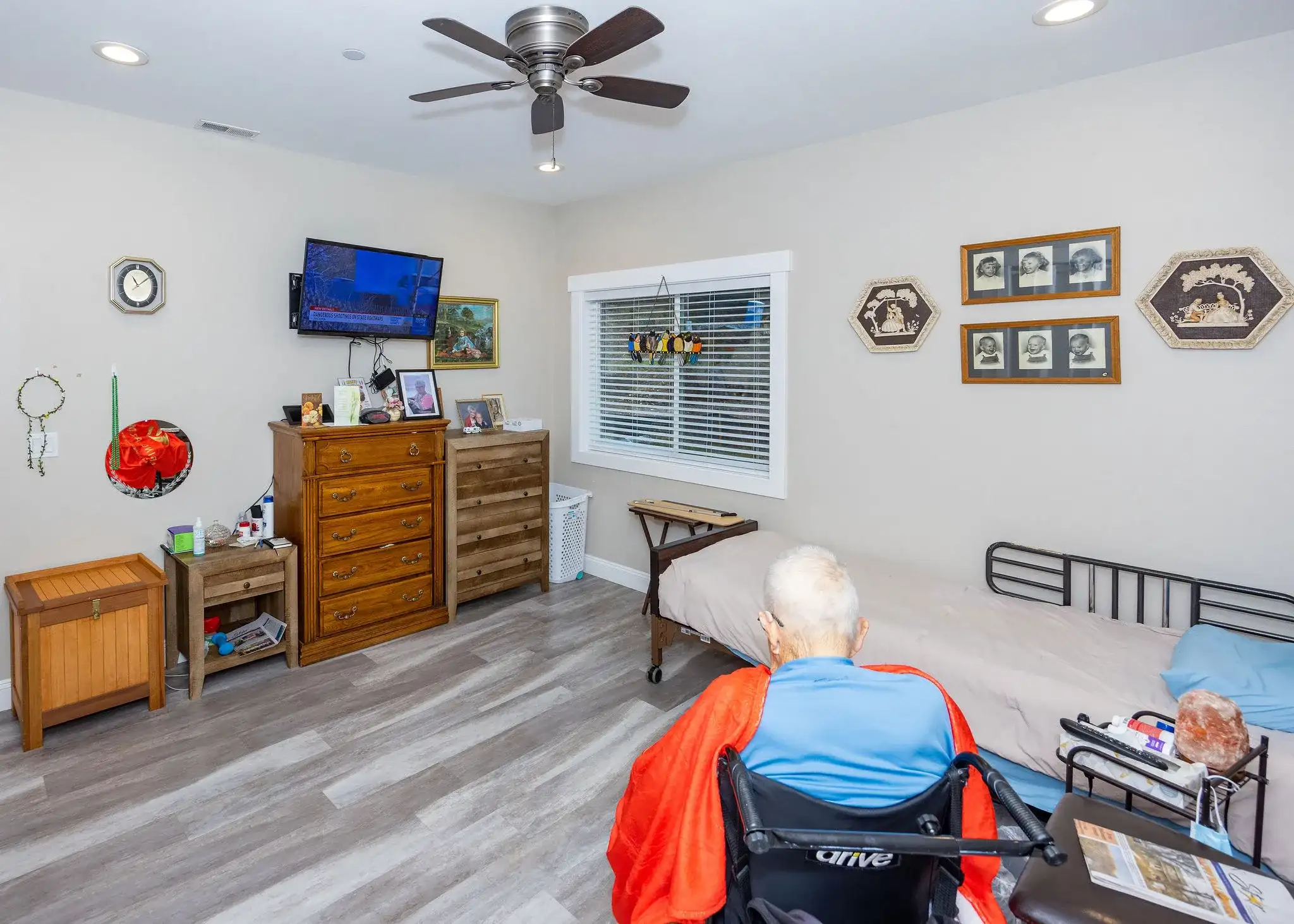 rtesident sitting inside private room at bonney lake assisted living home