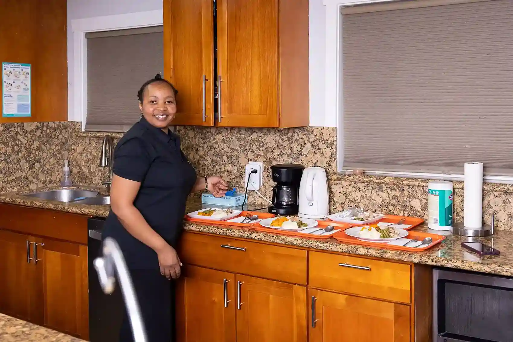 Staff preparing nutrition centric meals for residents in Des Moines