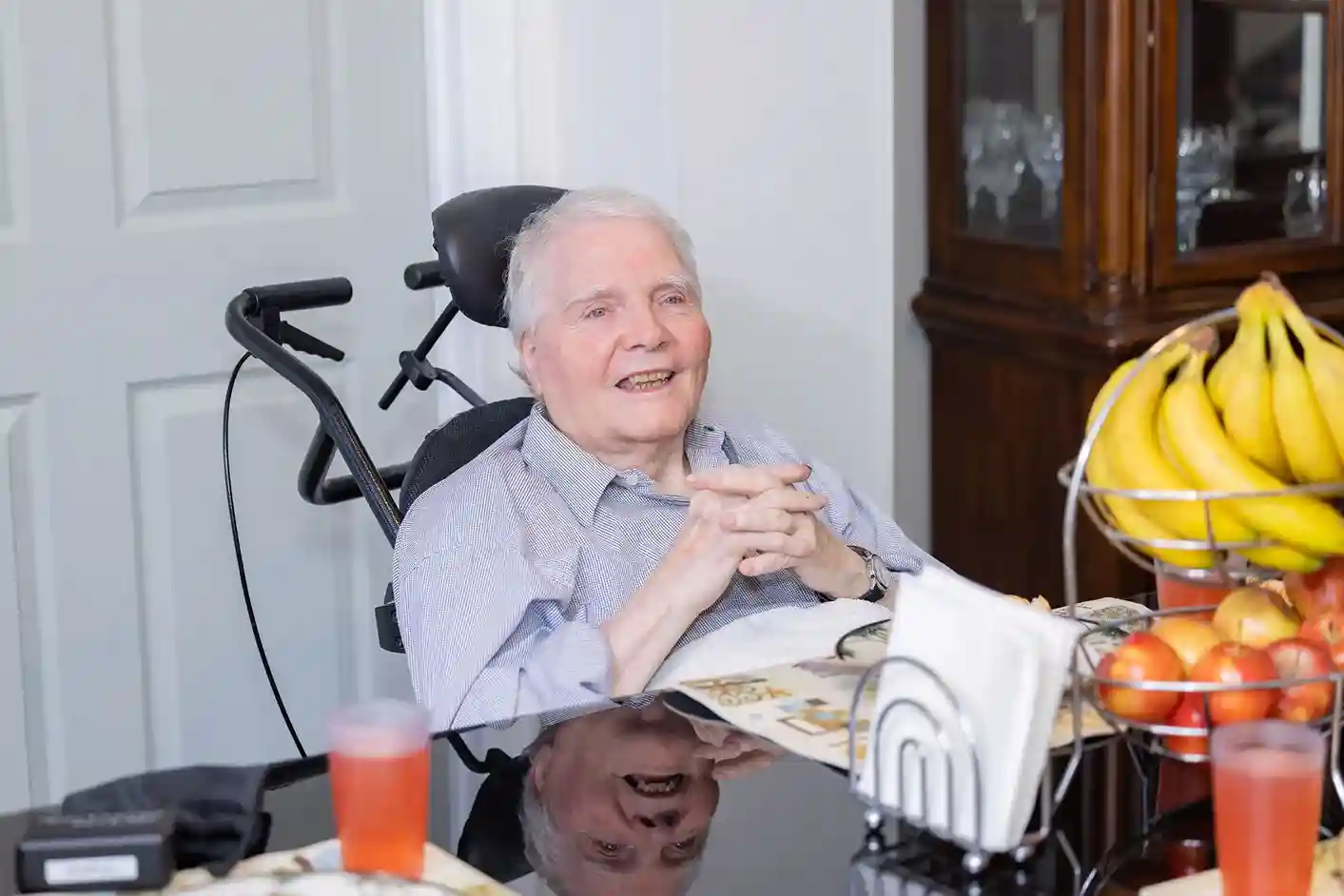 happy resident at caring arms senior care home in Kent