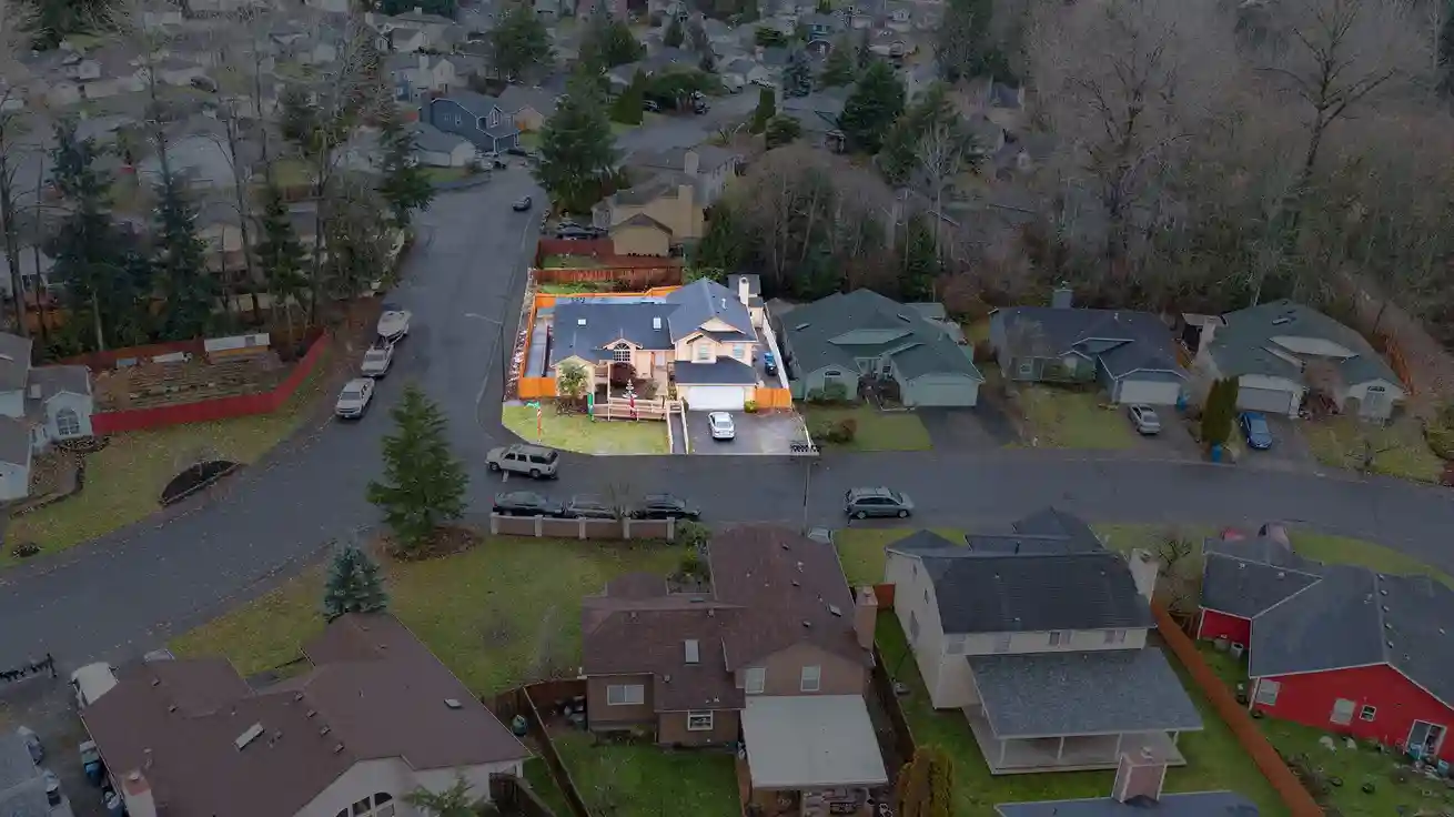 drone view of caring Arms Adult Family Homes in Kent, WA