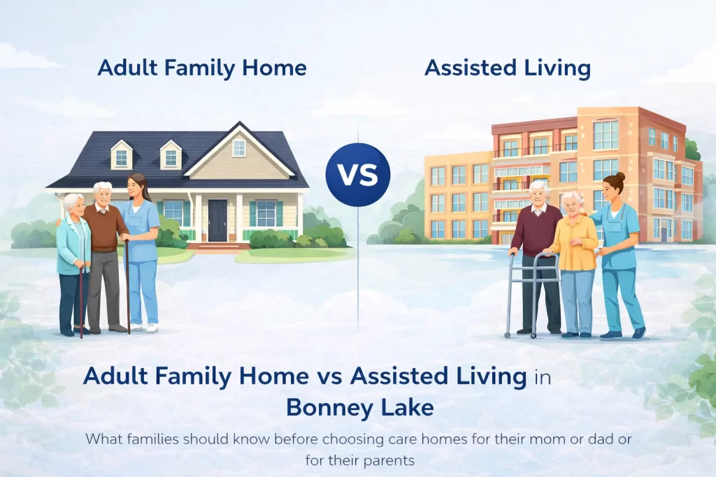 illustration showing difference between adult family homes and assisted living facilities in Bonney Lake Washington
